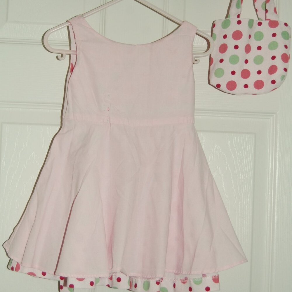Girls Toddler 2T Polka Dot Cotton Dress with Matching Bag - Picture 5 of 6